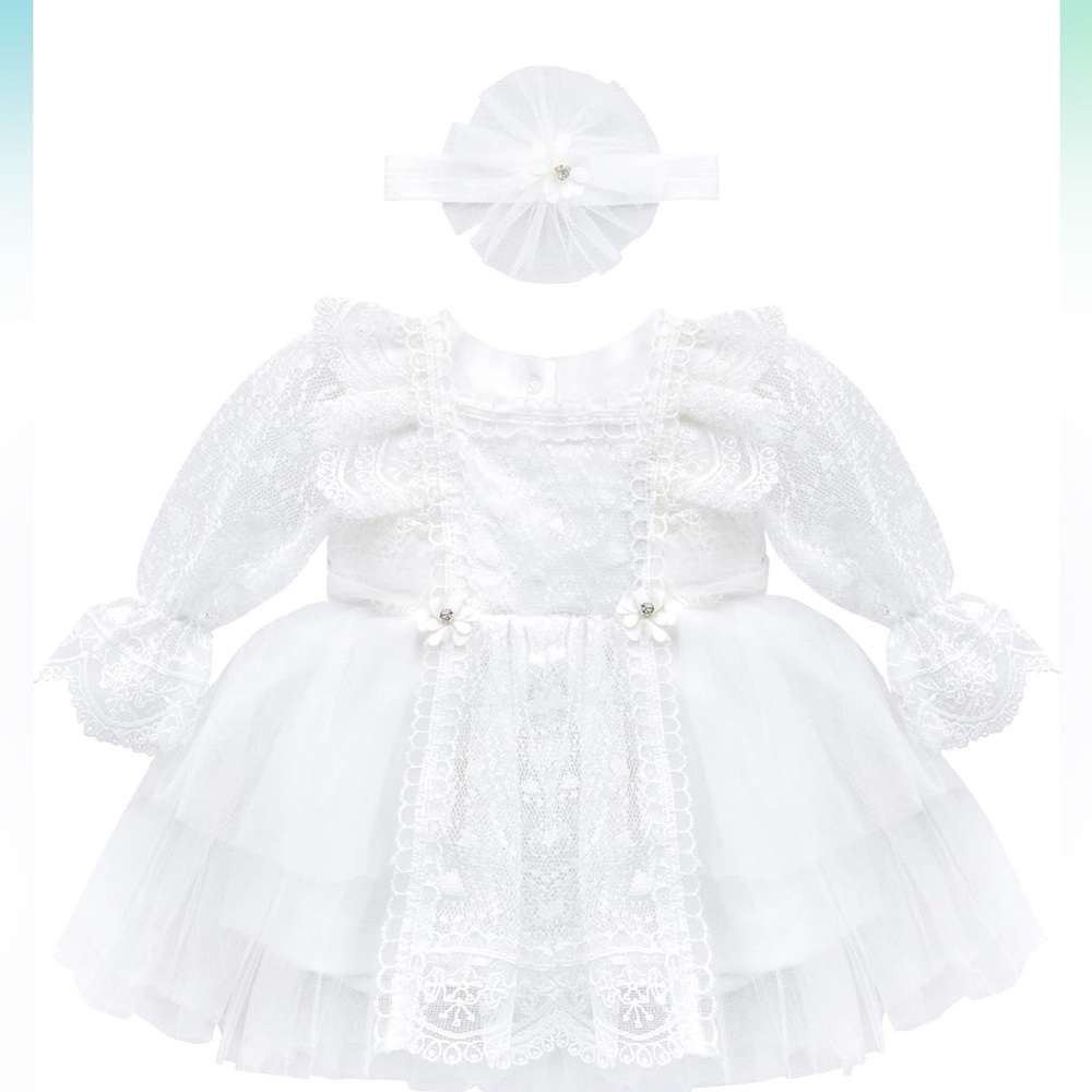 Baby Girl lace floral dress,christianing,baptismNWT 6/9M
